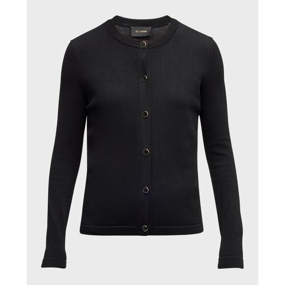 st john santiago crewneck cardigan Black Gold Buttons XL